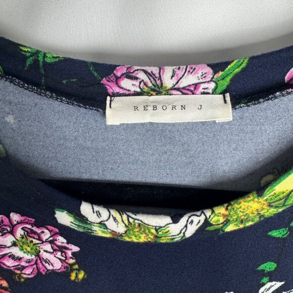 Reborn J Blue Floral Maxi Dress With Pockets Stretchy Bohemian Boho Garden Sz Sm - Picture 2 of 6